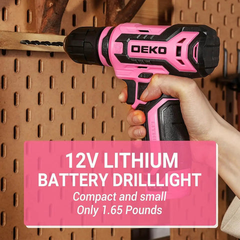 Badass Pink 12V Cordless Drill Driver Kit for Women With Legit Storage Case Built for Weekend Warriors and DIY Besties Ready to Nail Any Home Project Smooth Operator Heavy Duty Repair Tool Set Renewed, compact drill with pink design.