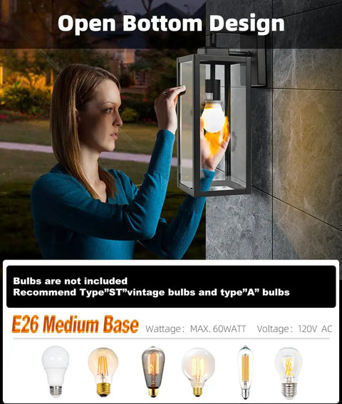 Top Tier 2 Pack Outdoor Wall Lanterns Standout With Heavy Duty 18 Inch Build And Foolproof Dusk To Dawn Photocell Sensor installation.