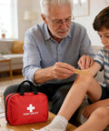 Portable Red Grab And Go First Aid Kit With Bandages Gauze And Care Accessories for home use