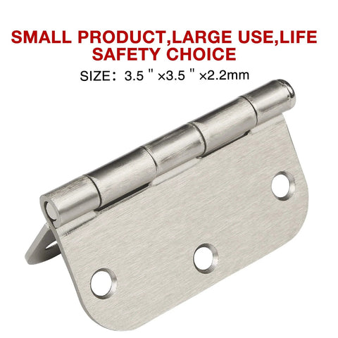 30 Pack Rounded Satin Nickel Door Hinges Three Point Five Inch Interior Five Eighth Inch Radius Corners Brushed Nickel Finish