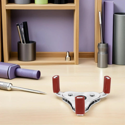 Heavy Duty Aluminum Alloy Smoke Transducer Removal Head Tool For Quick Fire Alarm Sensor Breakdown And Belt Buckle Tough Multi Purpose Residential Safety Kit on a desk.
