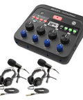 The Ultimate Two Host Podcast Stack Featuring Multitrack Recorder And Dynamic Mics Paired With Headphones and Tripod Stands