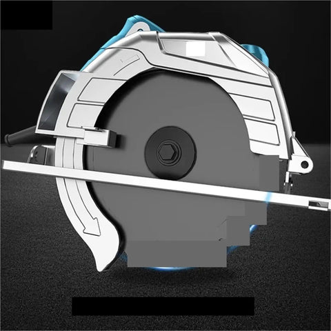 Heavy Duty Electric Circular Saw For Knocking Out Precise Hardwood Cuts showing a side view of the saw with detailed blade and design.