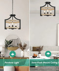 Versatile 3 Light Farmhouse Chandelier With Adjustable Height Pendant Or Semi Flush Mount Rustic Ceiling Light Fixture