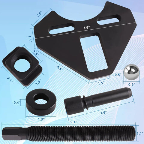 Save Your Knuckles While Kicking Frozen Wheel Hubs Loose With This Professional Universal Hub Remover Tool with various parts shown.
