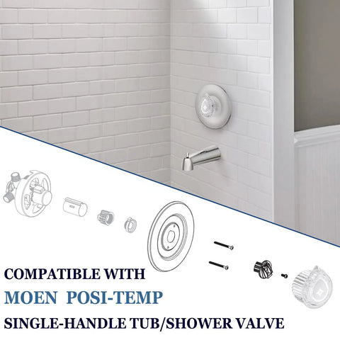 Shower Knob Replacement Kit For Posi Temp Single Handle Tub And Shower Chrome Finish With Mirror Like Shine Easy Swap No Fuss Install Fits 100710 Style Faucet Handles
