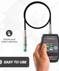 Hand holding 8 Port Coax Cable Tester Mapper And Toner With Color Coded Remotes for easy line tracing, highlighting simplicity.
