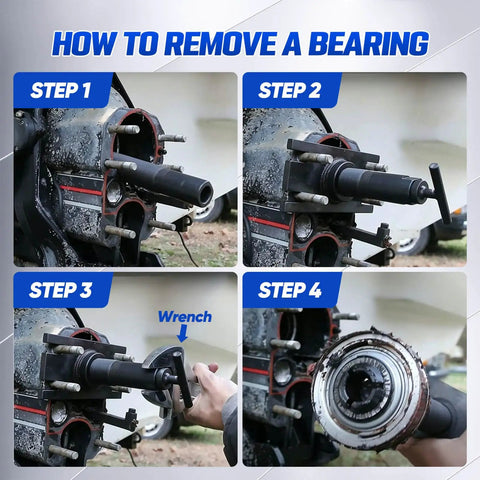 Drop Dead Simple Gimbal Bearing Puller And Installer Jig For Alpha Alpha One Mr Bravo Omc Cobra Volvo Sterndrives Featuring A Scratch Made Custom Pilot Spot For Easy Marine Gear Work in action demonstrating steps for bearing removal.