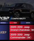 Image of a Jeep Grand Cherokee WK 2005-2010 and Jeep Commander XK 2005-2010 showing compatibility for Badass Two To Four Inch Lift Upper Control Arms Kit.