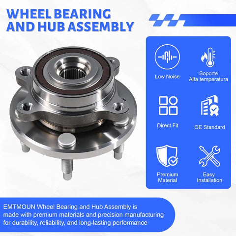 Solid As A Rock Front And Rear Wheel Hub Bearing Assembly Pair Designed Direct For Ford Edge Flex Taurus And Lincoln 513275 showing a close-up of the hub assembly.