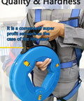 Worker holding Beefy Steel Wire Puller Tape 200 Foot Long One Sixth Inch Wire Diameter With Handy Storage Case for wiring