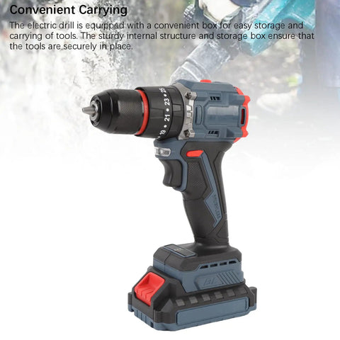Heavy Duty Cordless Drill Driver With 1500 Rpm Max Spin And 25 Torque Settings High Low Gear Reversible Operation No Sweat Performance Rock Solid Go Getter For Garage Fixes And Weekend Builds, showing side view and ergonomic grip.