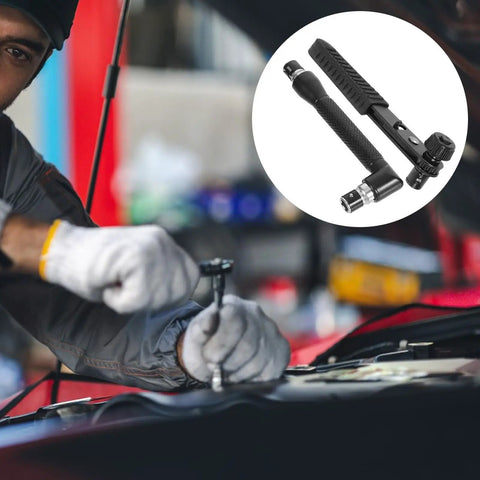 Compact Mini Ratcheting Wrench And Socket Tool Kit Tough As Nails Steel Spanners And Tight Squeeze Repairs For Automotive And Household Projects Lightweight Knuckle Saver Hand Tools being used for auto repair.