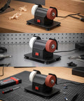 Tough As Nails Desktop Grinding Machine Bench Grinder Tool Polisher Cutter With Stone Wheels Corded Copper Motor on workbench.