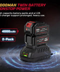 Beast Mode Brushless Cordless Impact Wrench With Half Inch Drive, 600 Nm Torque, 450 Ft-Lbs Max, Dual 4000mAh Batteries, LED Work Light, Heavy Duty Kit For Lug Nuts And Industrial Bolts: dual 4000mAh batteries and charger
