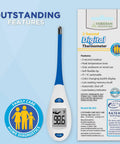 Fast Two-Second Flex Tip Digital Thermometer With Color Backlight For Oral, Rectal, And Underarm Readings, No-Fuss, Ultra-Precise And Quick Temp Check For Home Use, blue and white