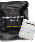 Kalin Hemostatic Gauze pouch; two items visible: black Charter Tactical pouch and white Combat Gauze pad.