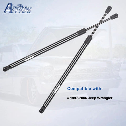 Premium Heavy Duty Rear Window Shock Struts For 1997 To 2006 Jeep Wrangler Tj Hard Top Replacement Lift Support Gas Springs displayed.