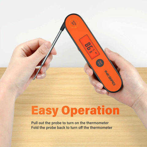 Hands using Instant Read Meat Thermometer With 3 To 5 Second Quick Read Digital Waterproof Rechargeable Thermometer With Backlight
