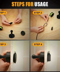 Magnetic Wire Puller Kit With Handle For Easy Cable Routing Through Walls And Floors Electricians Magnetic Wire Pulling System For Fast Threading shown in usage steps