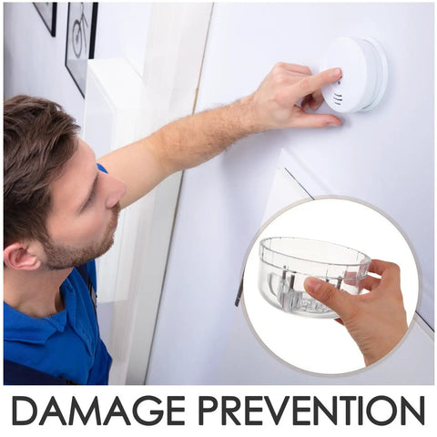 Man using Heavy Duty Smoke Detector Disassembly Bowl And Replacement Adapter Head With Ridged Sure Grip for quick alarm fixes.