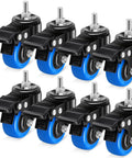 Rock Solid 2 Inch Stem Caster Wheels Heavy Duty Threaded 3/8x1 Polyethylene Swivel Casters set of 8 with dual locking mechanism