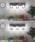 Black Vanity Light For Bathroom Industrial Farmhouse Wall Mount Fixture With Dimmable E26 Socket, living room view