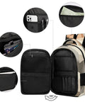Interior view of Low Poly Papercraft Reader Portrait Backpack showing compartments and pockets.