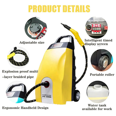 Heavy Duty 3000W Steam Cleaner With 3.5L Tank And Fast 40 Second Heat Up showing ergonomic design and adjustable features.