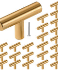 24 Pack Gold T Bar Cabinet Knobs And Drawer Pulls Set For Kitchen Cabinets Cupboards And Dressers With Screws Durable Stainless Steel