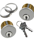 Commercial Storefront Mortise Cylinder Lock Kit 4 Pack Satin Chrome Silver Finish Solid Brass Core with keys