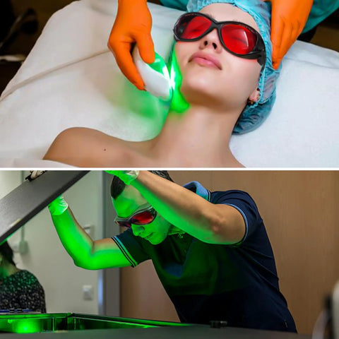Heavy Duty OD6 Plus Laser Safety Glasses Pulling Double Duty With Kickass Blue Green UV Filtering To Protect Your Peepers On Every Serious Cnc Or Fiber Workshop Build used in laser treatment and CNC setup.