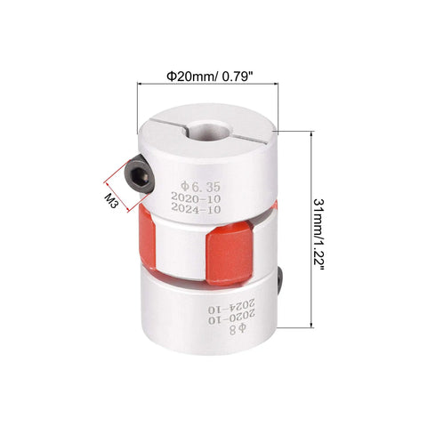 Heavy Duty Flexible Jaw Coupler Shaft Connector For Servo Motors Built Like A Tank For Smooth Torque Delivery And No Sweat Alignment Tuning In A Standard 6 35Mm To 8Mm Bore Fit, aluminum construction, 31mm height, 20mm width.