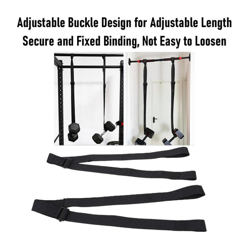 Heavy Duty Dumbbell Spotter Straps 2 Pack Adjustable Safety Belts with adjustable buckle design and secure bindings for weight lifting.