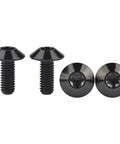 Top Shelf Premium Grade 5 Titanium M5x15mm Button Umbrella Torx Head Bolts Black 4 Pack Heavy Duty Fastener Set on white background.