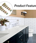 Bathroom scene with 105 Piece Screw In Nuts Threaded Insert Kit in circular inset, carbon steel for wooden furniture.