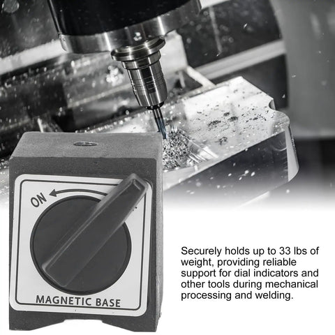Magnetic Base Stand for Digital Comparators With V-Shaped Design, Heavy-Duty 33lb Load Capacity, Metal Switch Base, Compact Calibration Rig for Precision Equipment on milling machine