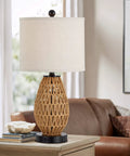 Touch Control Rattan Bedside Lamps Set Of 2 With 3 Way Dimming USB Ports And AC Outlet Wicker Nightstand Lamps For Living Room