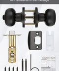 Oil-Rubbed Bronze Privacy Door Knobs For Interior Doors, No-Fuss Keyless Privacy Function with installation hardware