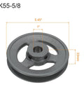 Heavy Duty Cast Iron Single Groove V Belt Sheave Five Eighth Inch Bore Five Point Two Five Outer Diameter Bored To Size Web Pulley For 3L Or B Drive Belts Machine Shop Grade, showing dimensions.