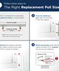 Instructions for finding the right pull size for Rock Solid Traditional Cup Pull Handle In Slick Black Bronze Finish.