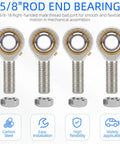 Premium Rod End Bearing Featuring 5/8 Inch Bore And 5/8-18 Right Hand Thread Galvanized Steel Joint for steering linkages.