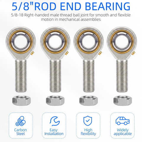 Premium Rod End Bearing Featuring 5/8 Inch Bore And 5/8-18 Right Hand Thread Galvanized Steel Joint for steering linkages.
