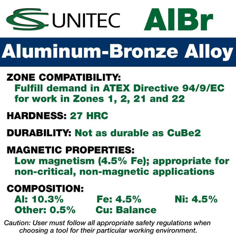 Non Sparking Non Magnetic Aluminum Bronze Corrosion Resistant Wrench 1 1/16 Inch ATEX Ex Zones compatibility chart