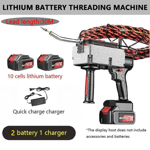 Automatic Wire Stringing Machine Electrician Cable Puller For Walls with lithium batteries and 30M lead length.
