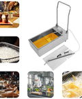 Heavy Duty Stainless Steel Oil Filter Machine With Foldable Design And Casters For Easy Mobility In Restaurant Or Home Kitchen Efficient Grease Extraction System keeps oil clean in a busy kitchen.