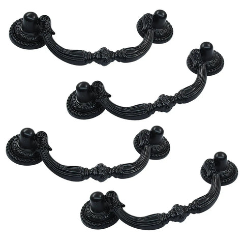 Premium Vintage Bail Pull Handles Two Seventy Five Inch Center Spacing Hella Durable Antiqued Black Cabinet Drawer Knobs - Set of 4