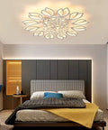 Bedroom with Led Flower Ceiling Light With Remote Dimmable Modern Flush Mount Chandelier, Acrylic Petal Ceiling Fixture