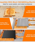 Rock Solid CNC Workpiece Positioning Fixture Kit With T Slot Perforated Table And Hella Accurate Woodworking Vise Clamps in use with CNC machines.