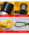 Heavy Duty Spring Balancer Retractable Tool Holder 1.5 Meter Long With Hook And Wire Rope, Adjustable Balancer Retractor For Hanging Equipment, Yellow 5 To 9 Kg Capacity; hook and safety buckle close-up